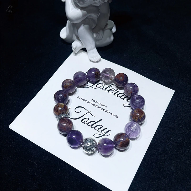 Natural Purple Ghost Transport Bead Bracelet Girl S925 Silver Light Luxury Design Sense Original Hand Charms Accessory Men/Women