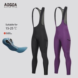 Aogda Cycling Bib Pants Summer Men Gel Pad Cycling Long Bib Pants Breathable Men's Cycling Tights Reflective Ride Trousers