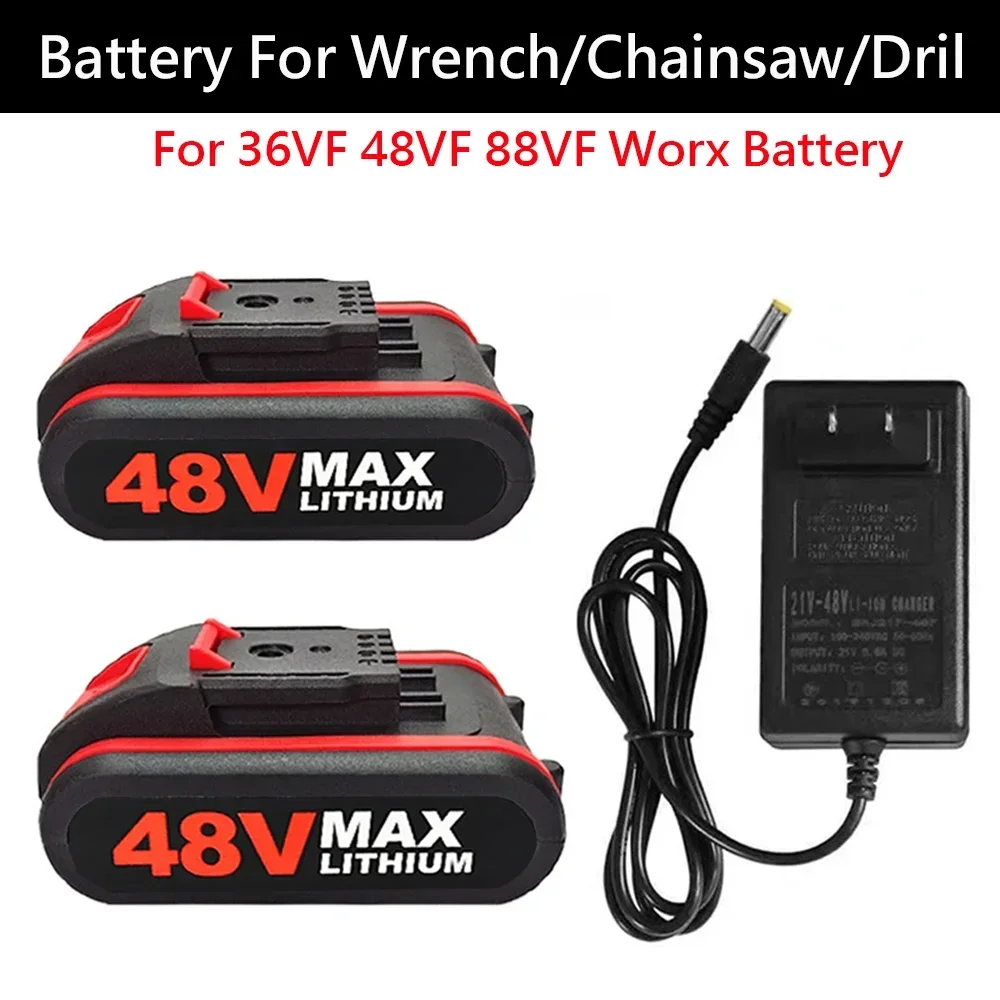 

48V Cordless Rechargeable Worx Battery Power Battery Spare Battery,Replace 48VF 36VF 88VF Impact Drill Electric Scissor Chainsaw