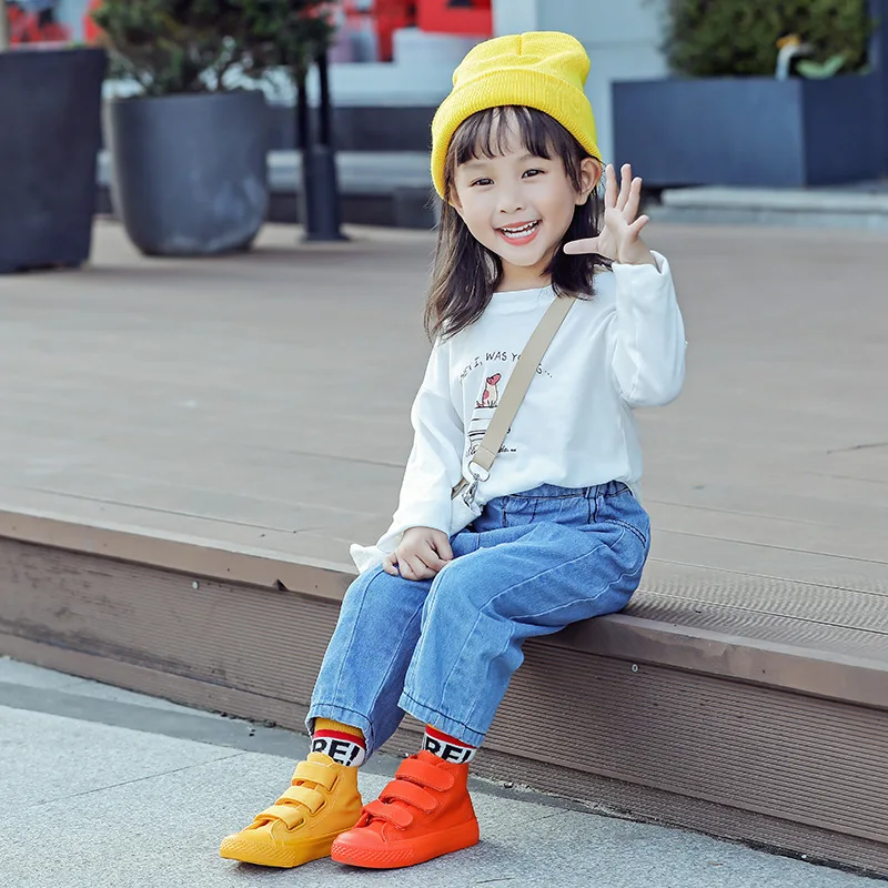 tenis Children Canvas Shoe for Girl Sneaker High Top Boy New Spring Autumn Candy Color Kid Casual Shoe Footwear Sports Shoetênis