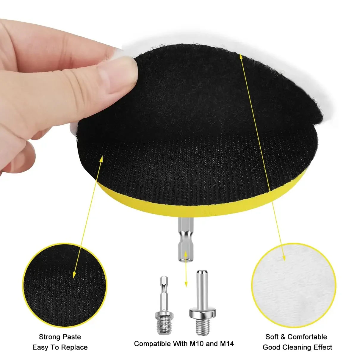 4/5 Inch Wool Buffing Pad Kit 8 Pcs with Backing Pad and M10 Adapter Attachment Cordless Screwdriver Angle Easy Interchangeable