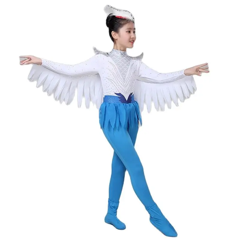 Kids Blue Bird Costume For Girls Boys Halloween Costumes Stage Performance Festival Dance Clothes Cute Animal Clothing Carnival