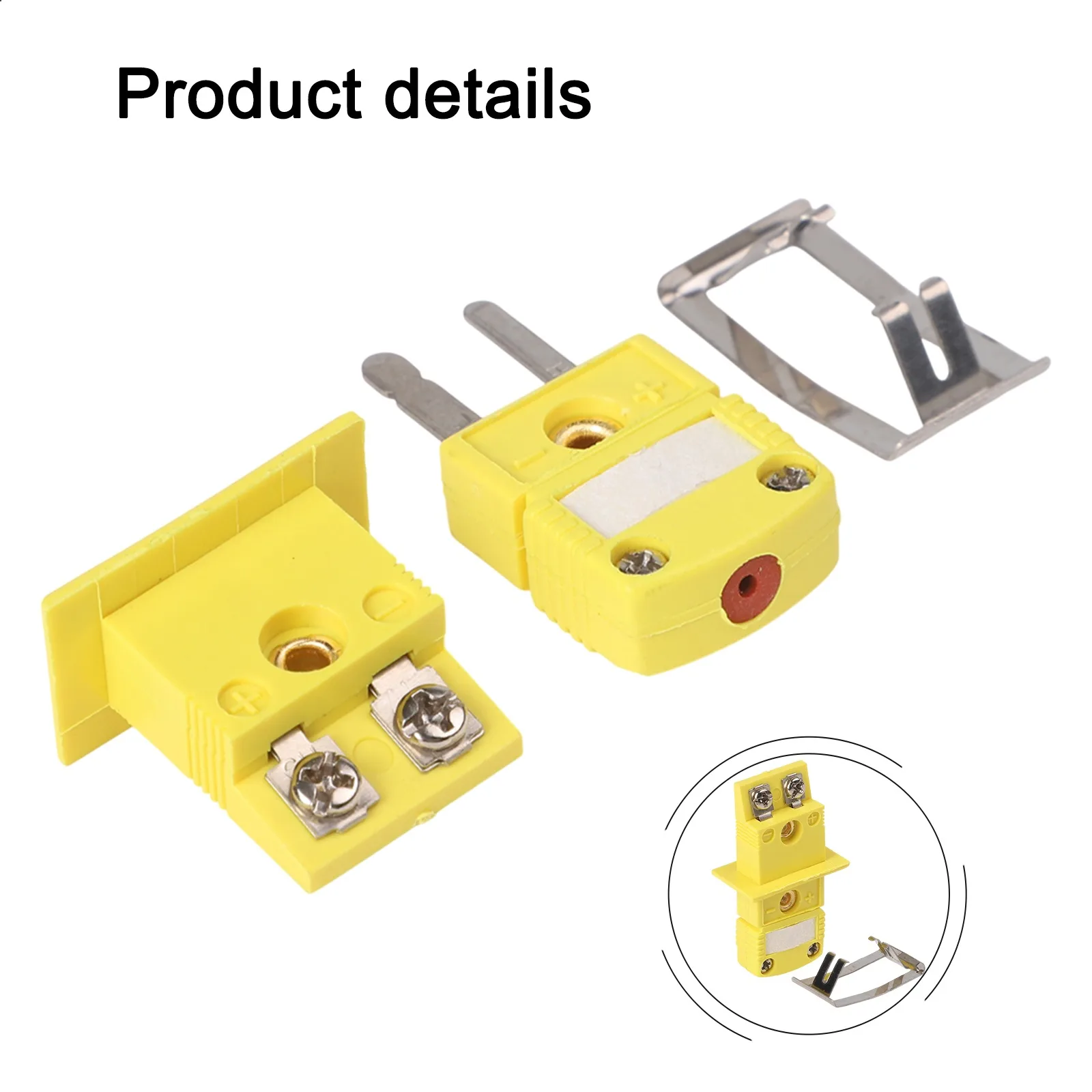 K Type Thermocouple Miniature Socket Panel Mount Connector Yellow Alloy For Temperature Measurement Industrial Probe