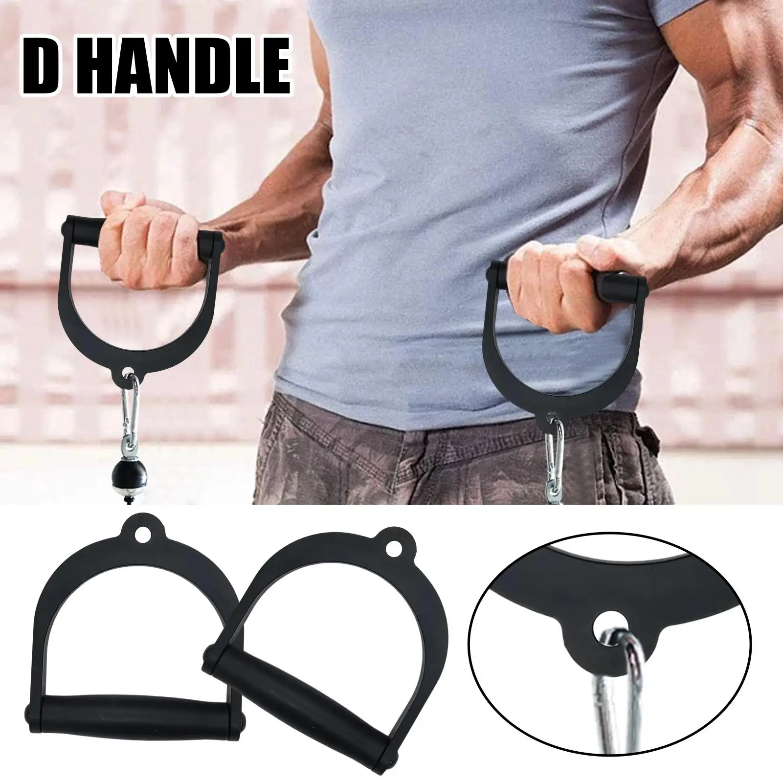

2pcs D-handle Cable Attachment, Heavy Duty Pull Down Handles For Tricep Extension, Bicep Curls & Back Training Accessories