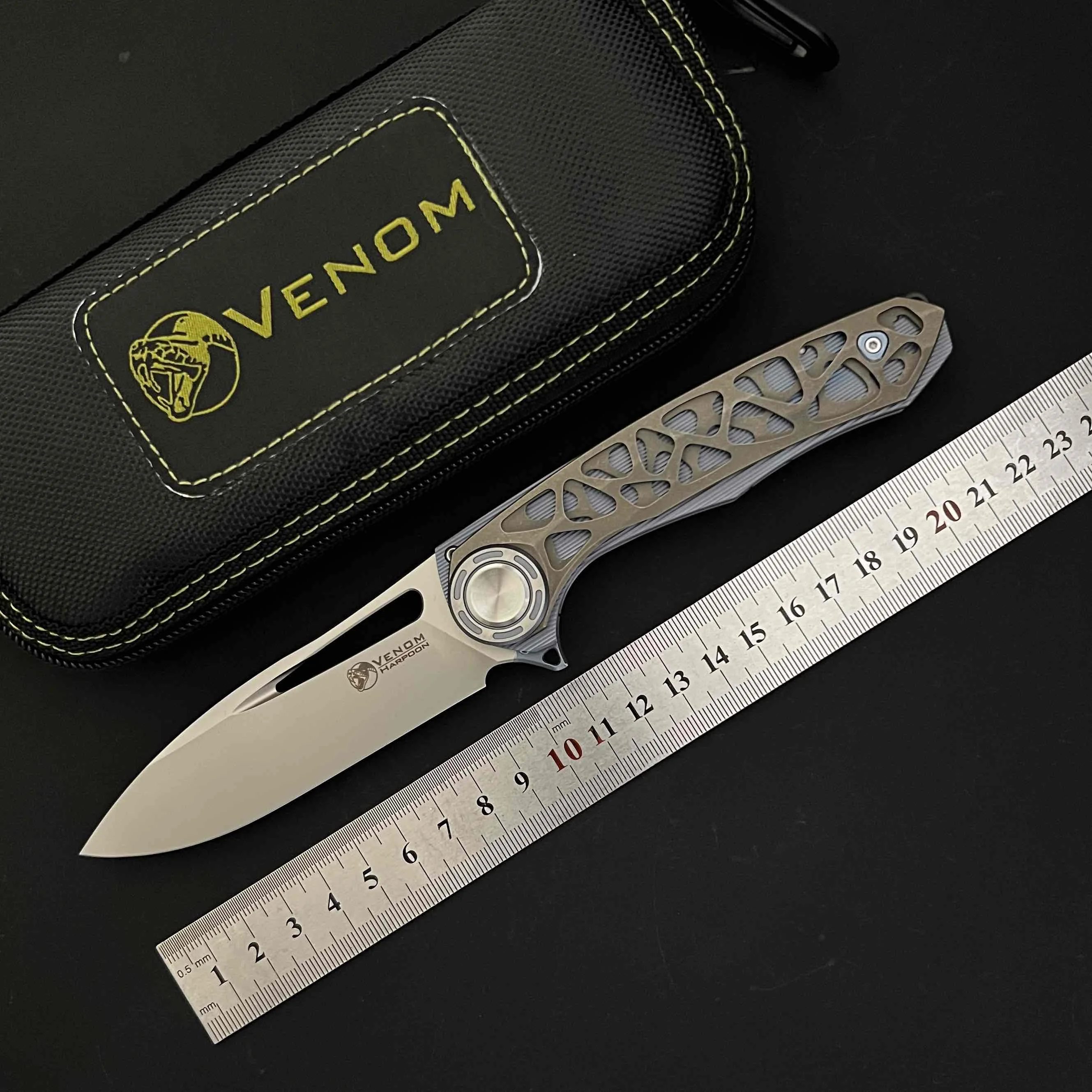 

VENOM HARPOON 8.5-inch Flip Folding Knife M390 Blade Titanium Alloy Tactical Outdoor Camping Hunting Fishing Pocket EDC Tool