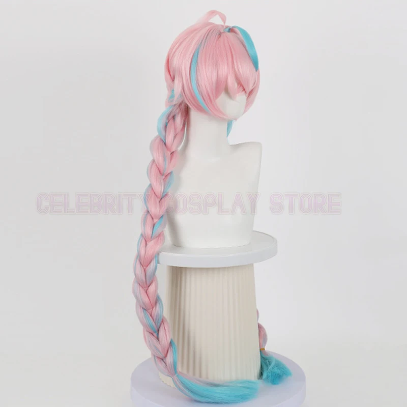New Game Genshin Impact Varesa Cosplay Wig Girl Pink Blue Braid Hair Heat Resistant Synthetic Wig Masquerade Halloween Prop
