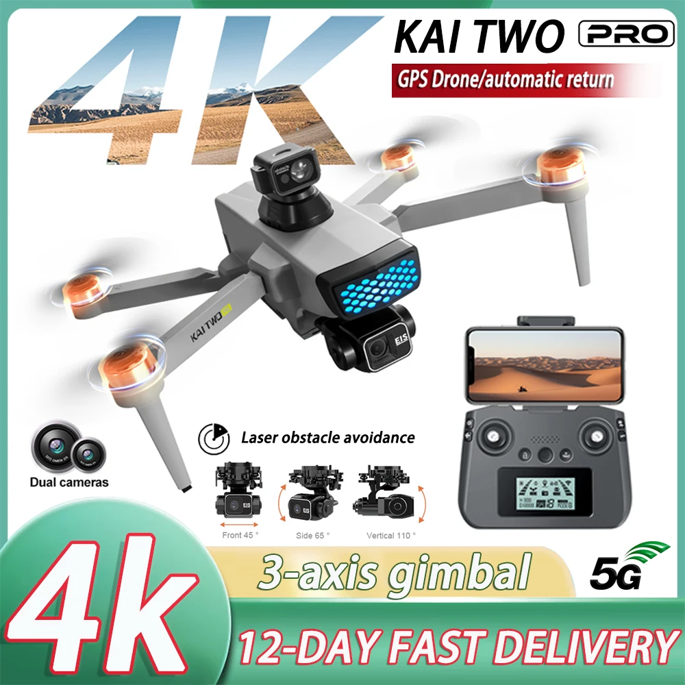 New KAITWO/MAX Pro Professional Drone 4K HD Camera 4000W High-Definition Pixels GPS Positioning 360° Obstacle Avoidance Dron Toy