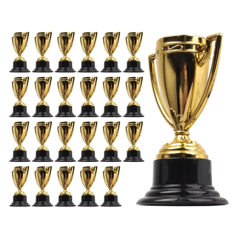 

24 Pack Mini Trophy For Kids Awards Plastic Gold Award Trophy Cups For Party Favors,Rewards,Sports,Competitions Eco-Friendly