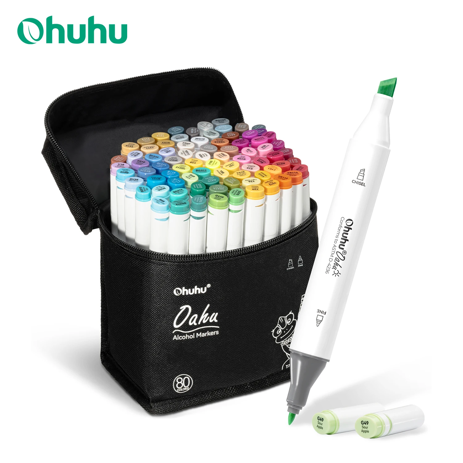 Ohuhu Oahu 80 Colors Marker Pen Set Alcohol Art Markers Dual Tips Felt Pen Sketching Drawing Graffiti Manga School Art Supplies