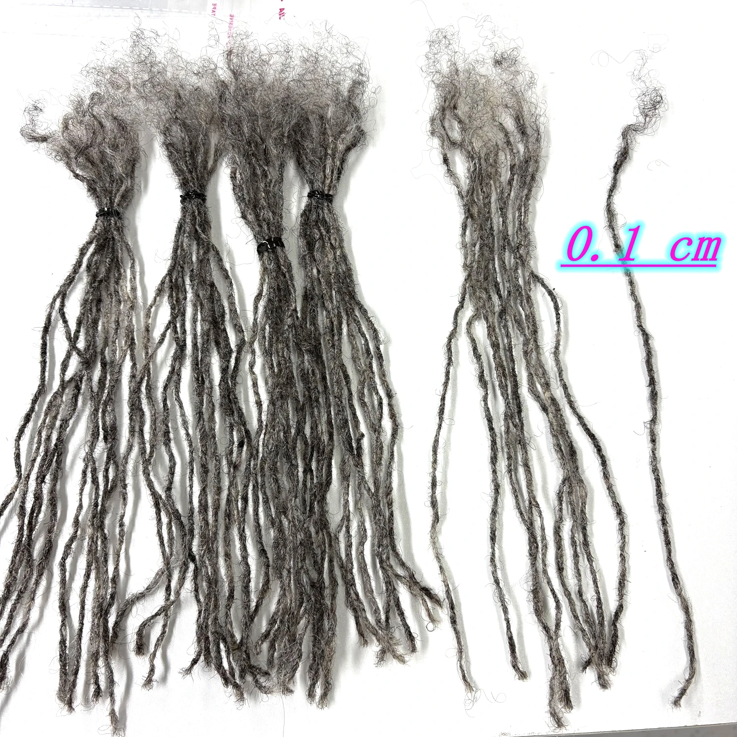 6-18inch Gray Dreadlock Extensions Human Hair 0.1 0.2 0.6cm Full Handmade Inter Loc Extensions for Men Women Can Be Bleached