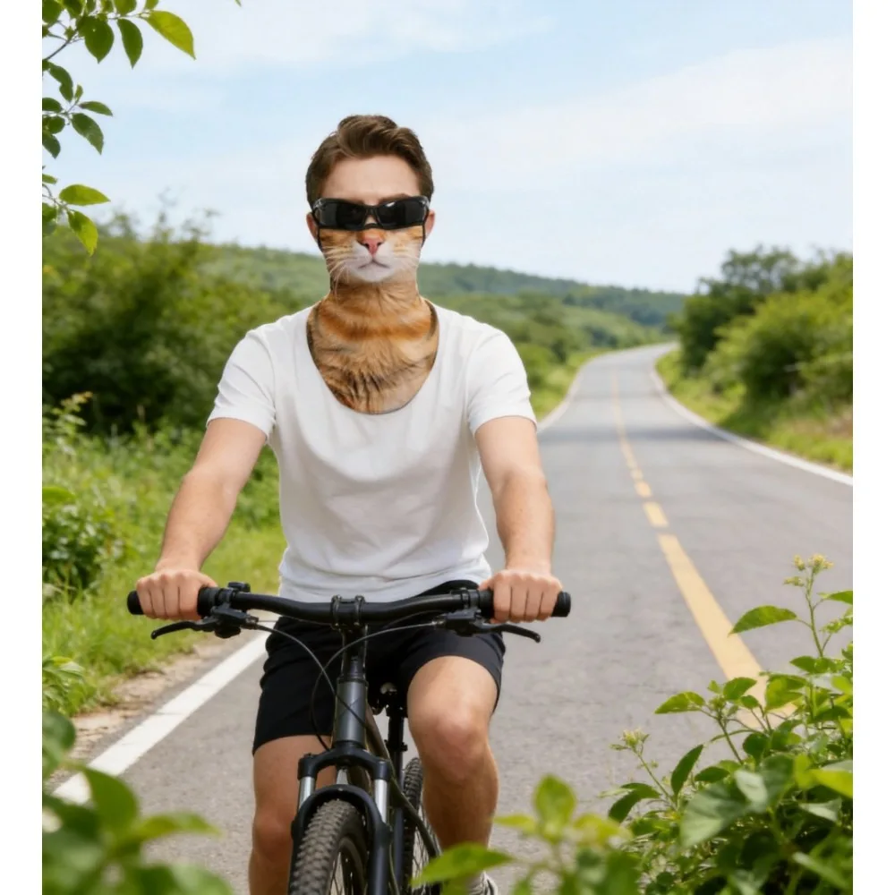 

Creative Cat Dog Animal Print Summer Ice Silk Face Mask Outdoor Sport Sunscreen Half Face Protective Mask Road Riding Breathable