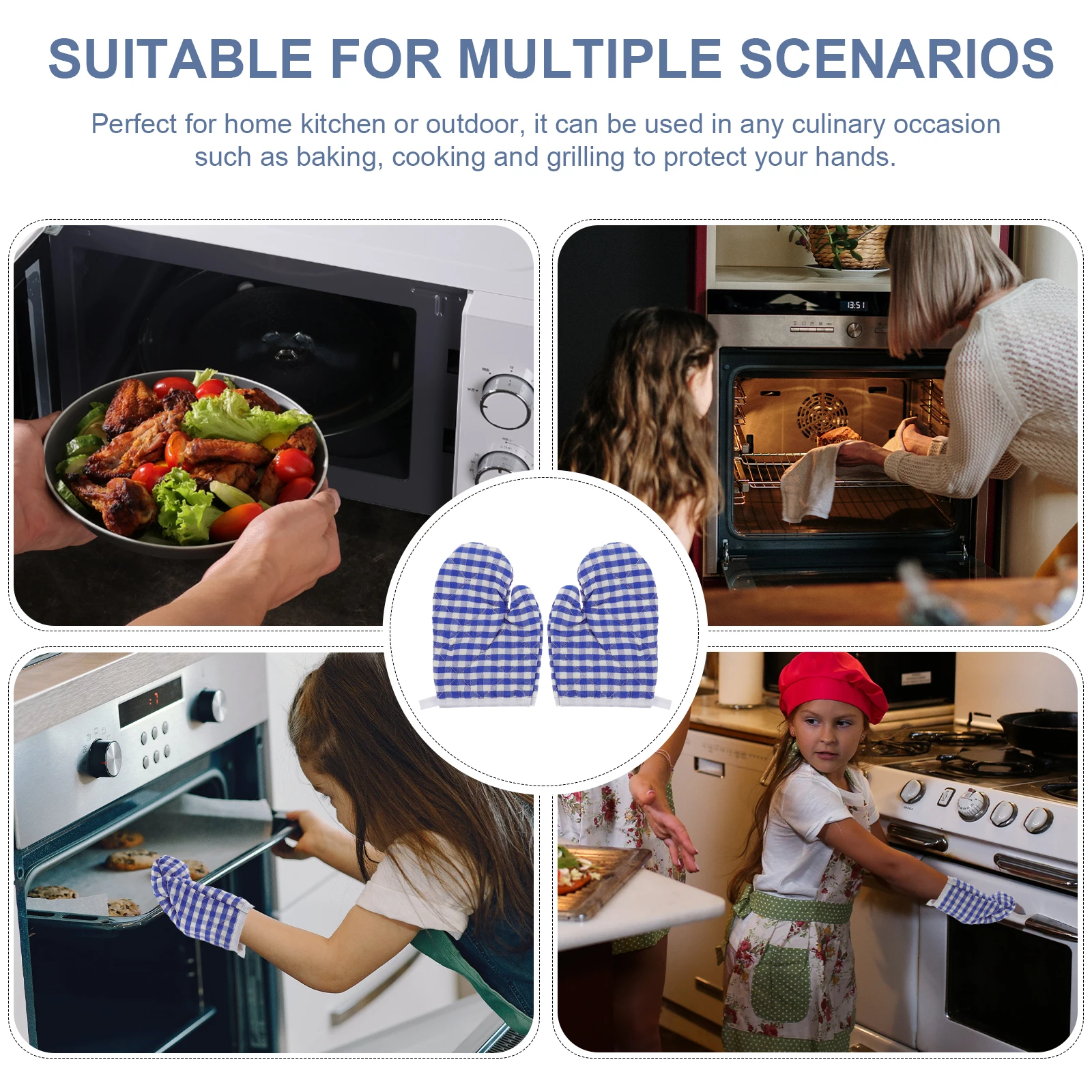 

2pcs Kids Oven Mittens Heat Resistant Microwave Gloves Thick Insulated Barbecue Baking Gloves For Children Anti-Scalding