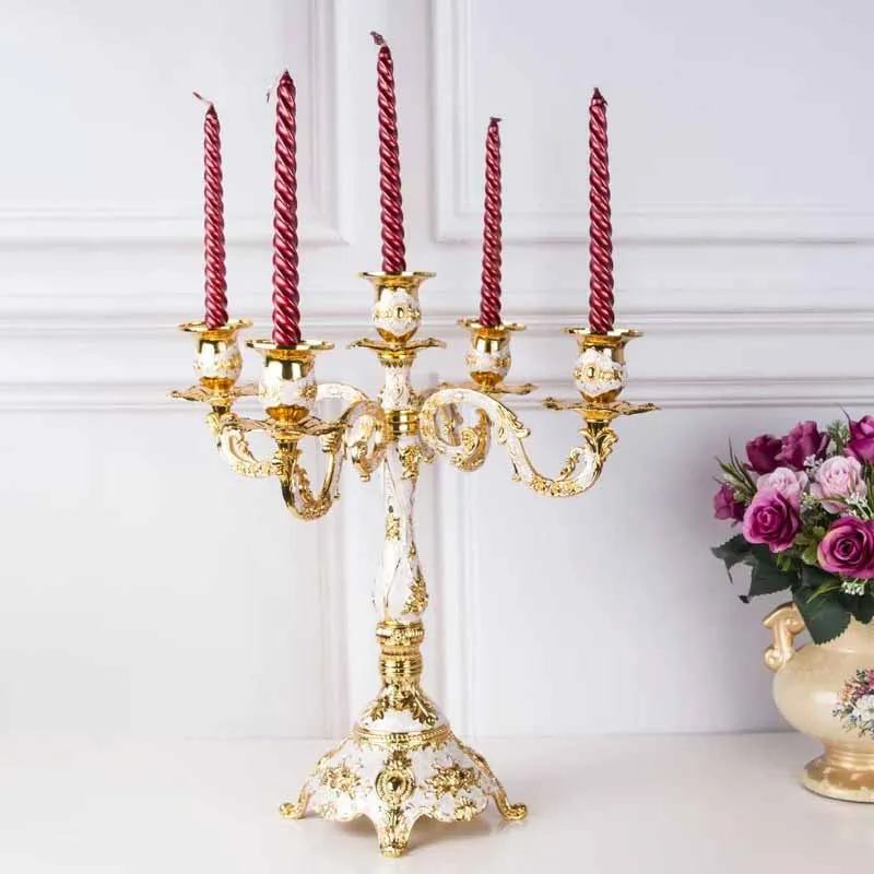 Nordic Vintage 3 Arm Candle Holders Wedding Centerpieces for Tables Zinc Alloy 5 Arm Candle Holders Luxury Home Decor Accessory