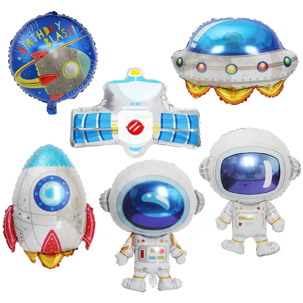 Space Theme Astronaut Foil Balloon Rocket Aircraft Spaceship Galaxy Helium Balloons Boy Kids Birthday Party Decor Baby Shower