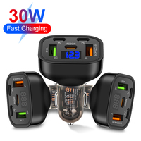 5in1 USB Car Charger Type C Fast Charging Phone Adapter For Xiaomi Huawei PD Phone Charger Car Adapter Socket Cigarette Lighter