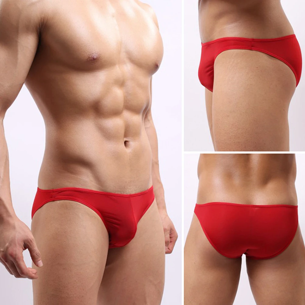 

Удобные мужские трусы из ледяного шелка, нижнее белье, шорты-бикини, сексуальные полупрозрачные спортивные повседневные трусы с низкой талией