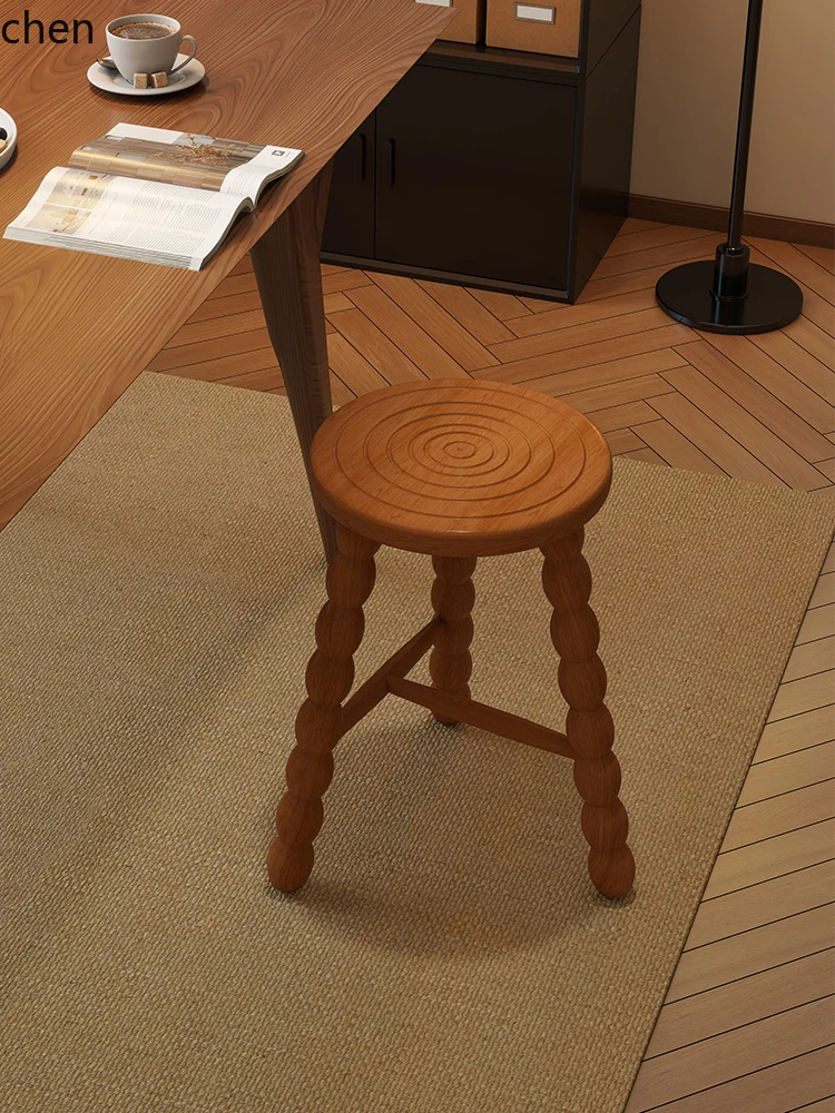 

LXC dressing small stool wooden round stool solid wood niche craftsman stool