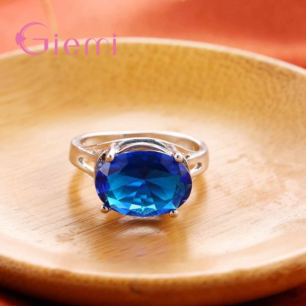 Anillos de plata de ley 925 con piedra azul profunda, estilo romántico y misterioso, para fiesta de boda, regalo de Navidad para niña, gran oferta