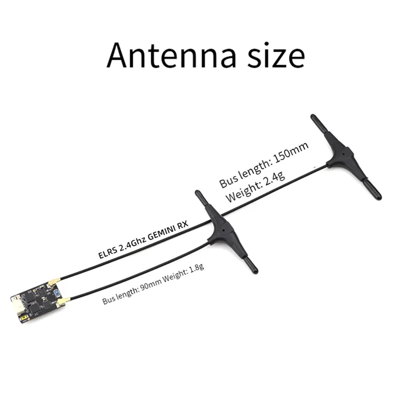 A32T-ELRS GEMINI RX Receptor Duplo 2.4Ghz 150Mm & 90Mm Antenas Forenhanced RC FPV Drone Racing Performance
