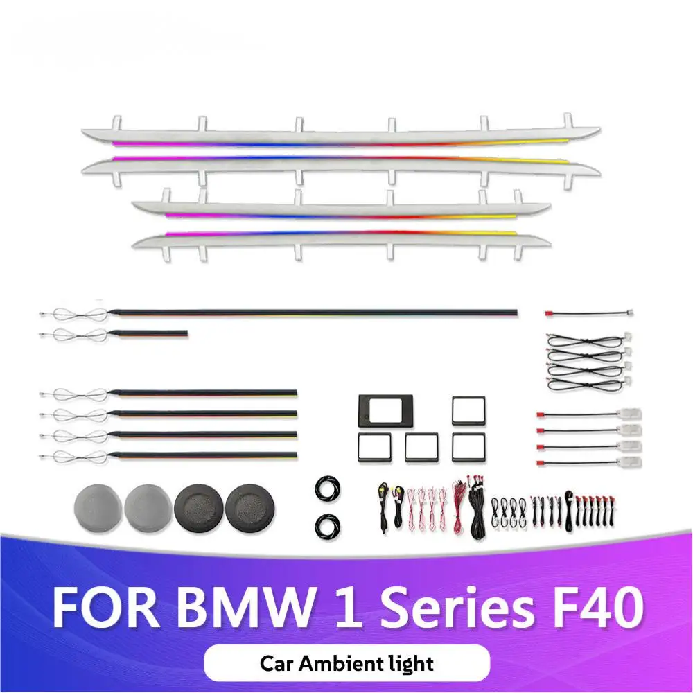 Premium LED Ambient Light Kit APP Control 64 Colors Interior Multicolor Automotive Ambient Lighting for 17-23 BMW 1 Series F40