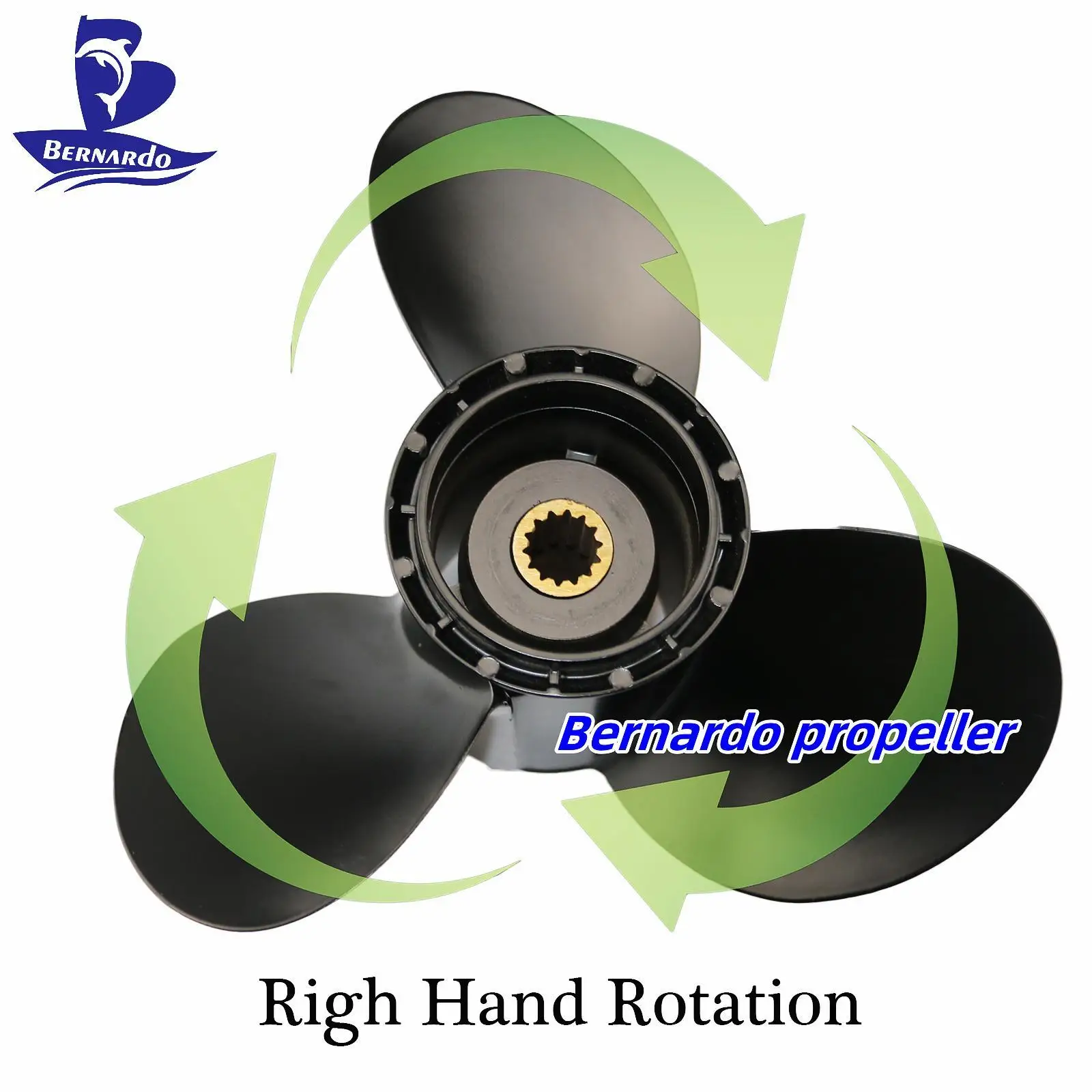 Bernardo Boat Propeller 10.3X13 Fit Evinrude&Johnson Outboard Engine ETEC 15 20 25 30 35HP Screw 3 Blade 14 Tooth Spline RH