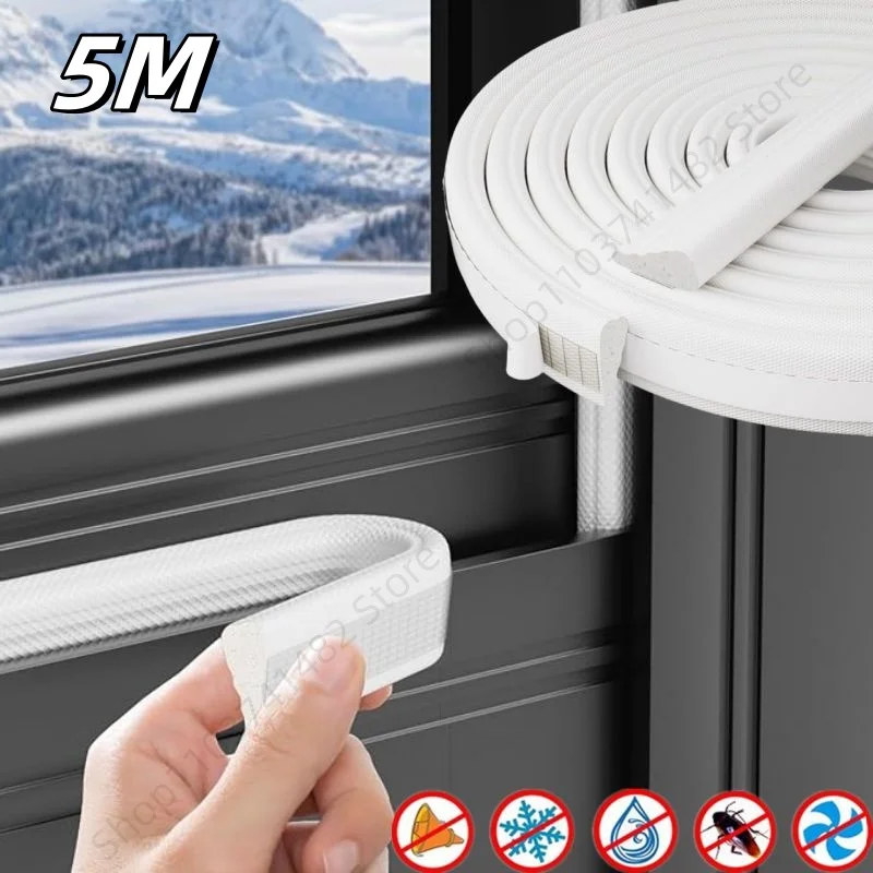 5M New Wedge Weather Stripping Acoustic Insulation Foam Door Windows Windproof Soundproof Cotton Seal Strip Gap Filler