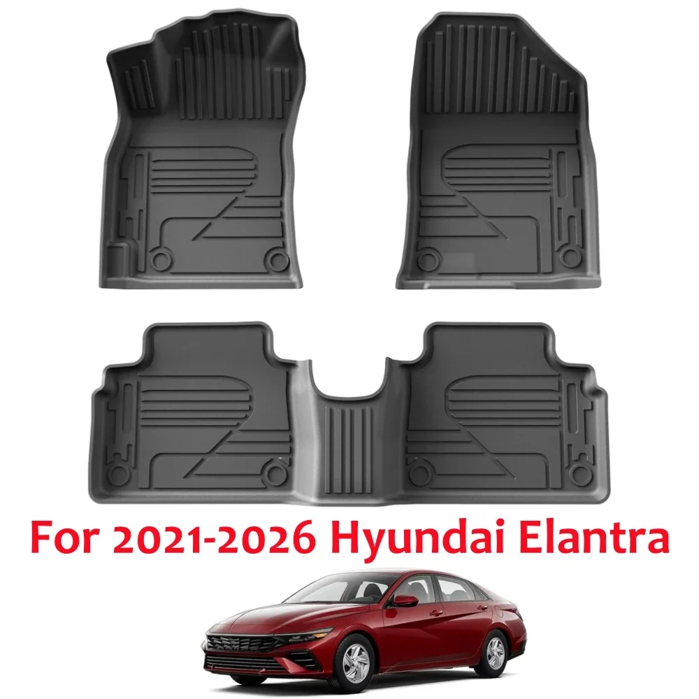Fußmatten für Hyundai Elantra (nicht für Hybrid) & Elantra N, Modelljahre 2021-2026, TPE Allwetter-Langlebige Bodenmatten, Benzinzubehör, Linkslenker – Detail 1