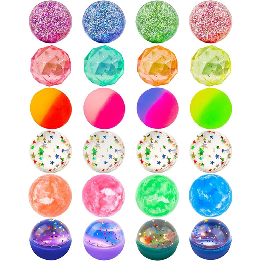 24PCS for Kids Adult Star Planets Bounce Balls 6 Styles Random High Bouncing Balls Toys Party Favors Birthdays Gifts Classroom