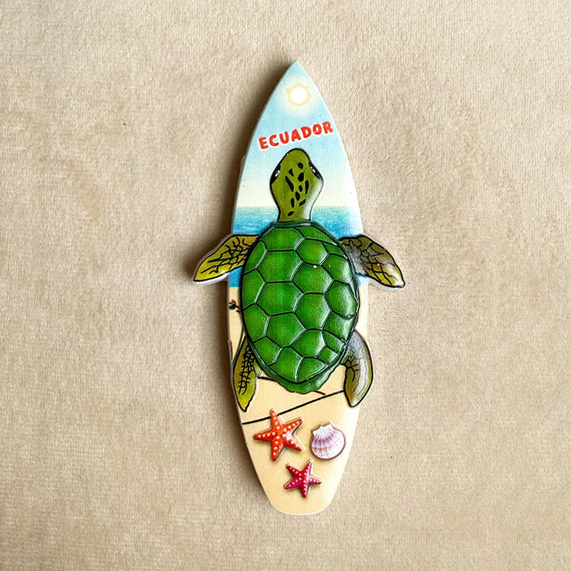 Ecuador Travel Souvenirs Home Improvement Items Collection Crafts Gifts Surfboard, beach, turtle 3D stereo refrigerator magnet