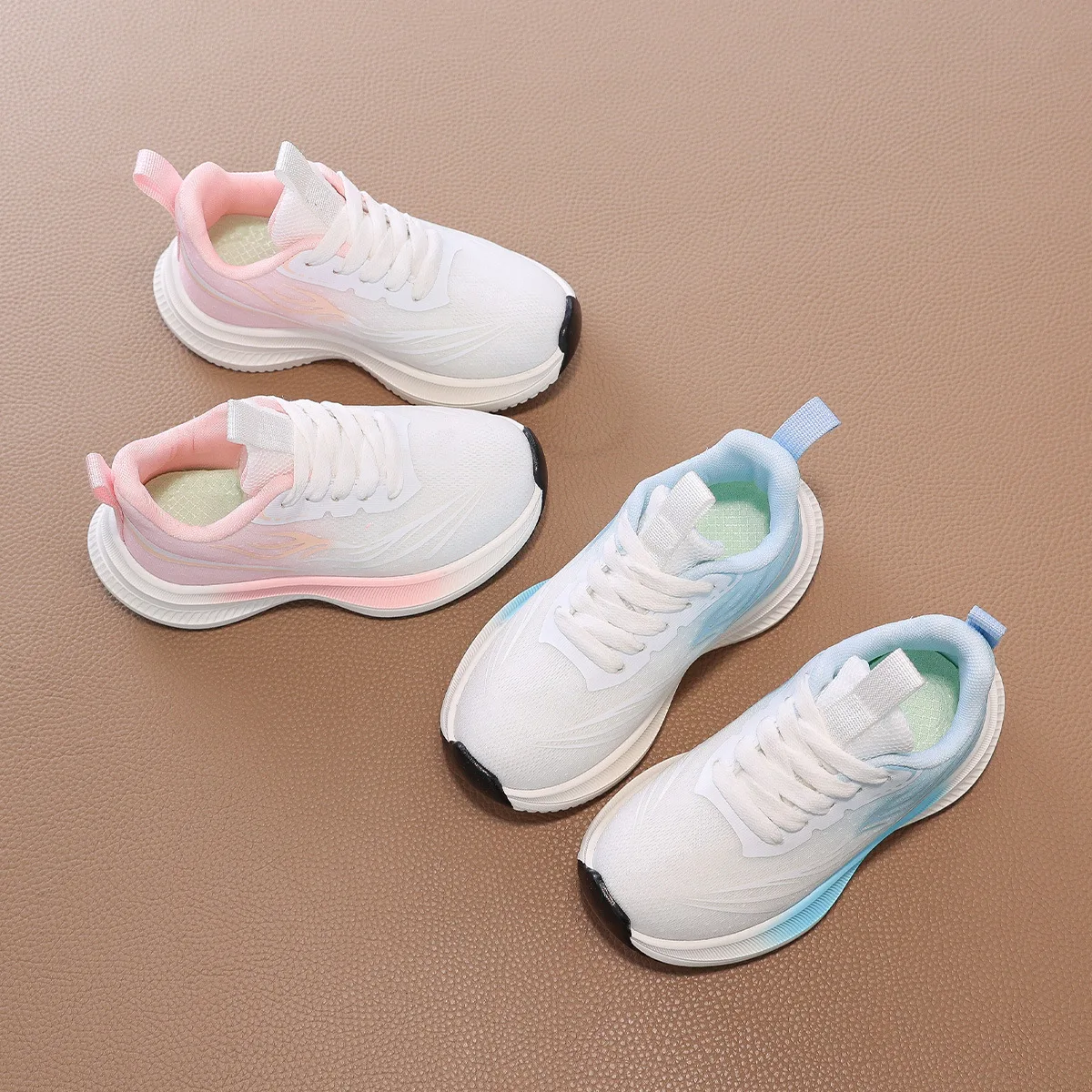 Kids'Casual Shoes Solid Color PU Leather Fashion Autumn Running Shoes For Girls Breathable Anti-slip Blue Pink Size 28-38