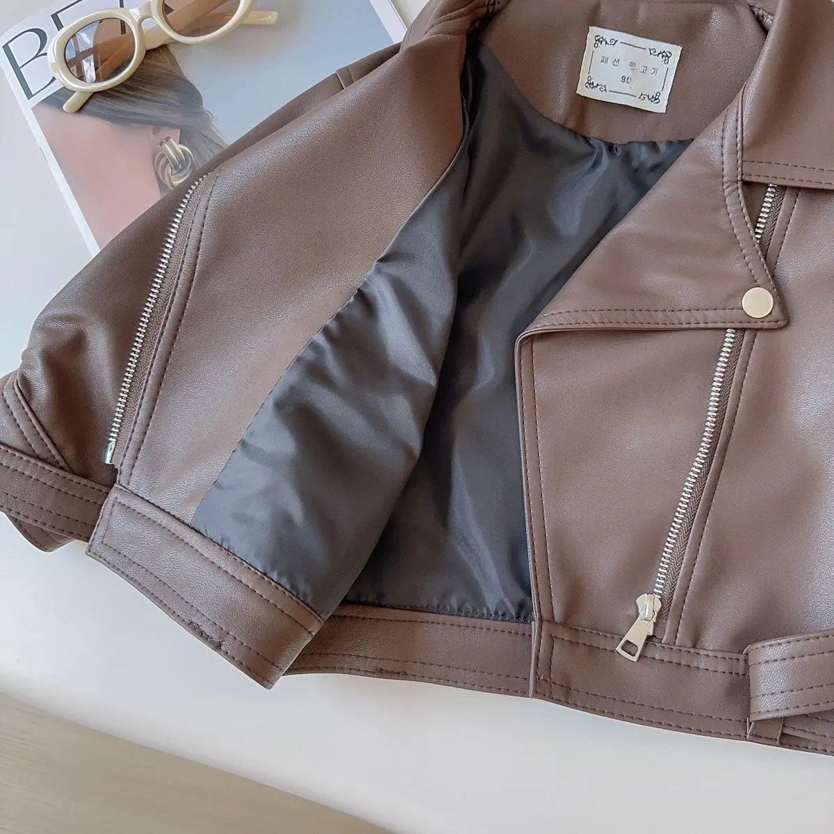 Jackets & Coats 2026 Girls' Leather Jacket Spring Fall Fashion Coat Stylish Toddler Bomber Jacket Cute Baby Girl Outerwear - view 3