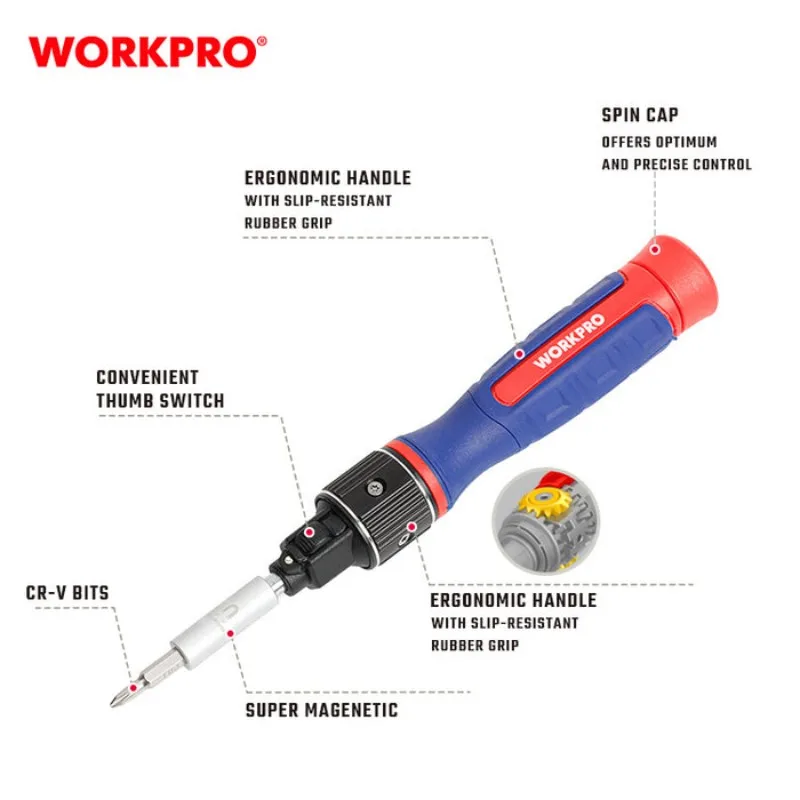 WORKPRO WP221070 9-In-1 Double Drive Precision Screwdriver Power Tool Accessories