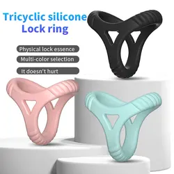 2023 New Male Cock Ring Silicone Penis Ring Delay Ejaculation Lasting Erection Sex Toys for Men Triple Lock Semen Cockring