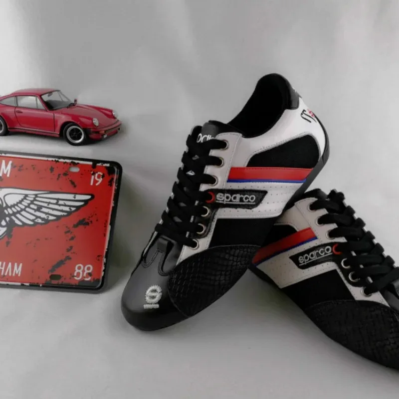 Chaussures de course de Karting en cuir véritable, confortables, basses, en maille de peau de vache, antidérapantes, bottes de cyclisme en caoutchouc