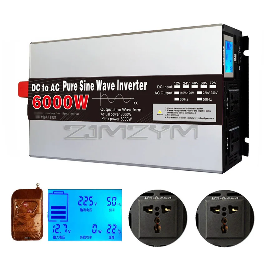 6000w 8000w reiner Sinus-Wechsel richter DC12V 24V bis AC 220V 230V 110V Solar-Wechsel richter Spannungs frequenz wandler mit Fernbedienung