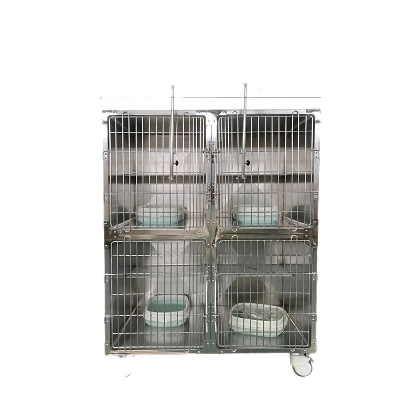 Pet foster cage Pet hospital inpatient cage Stainless steel multi-layer oxygen atomization infusion cage
