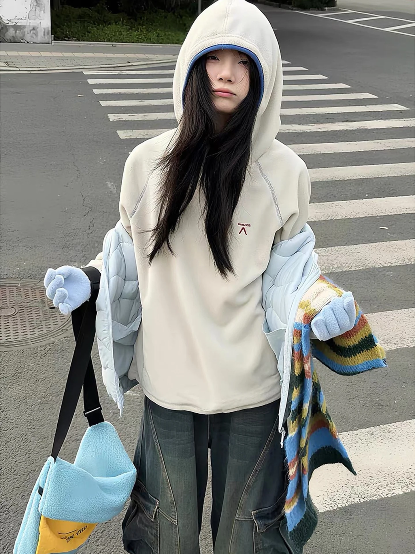 

Cleanfit Fce Lined Hoodie Sweatirt ex Winter Outdoor Sports Inner Fce Jaet American Color Blo Hooded Coat