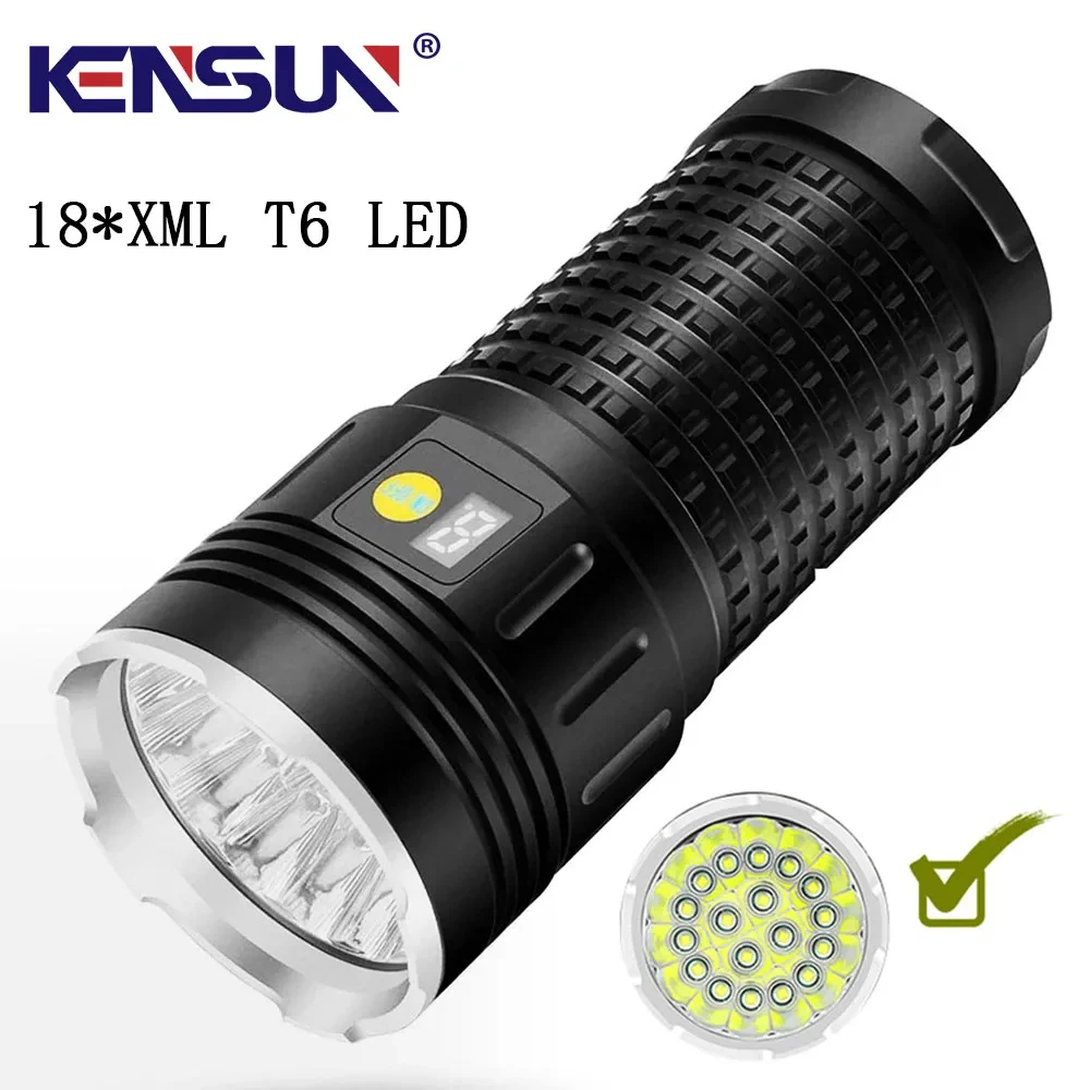 Super Bright Lantern Powerful 18*XML T6 LED Flashlight USB Rechargeable Waterproof Torch High Lumens Lamp For Camping Outdoor