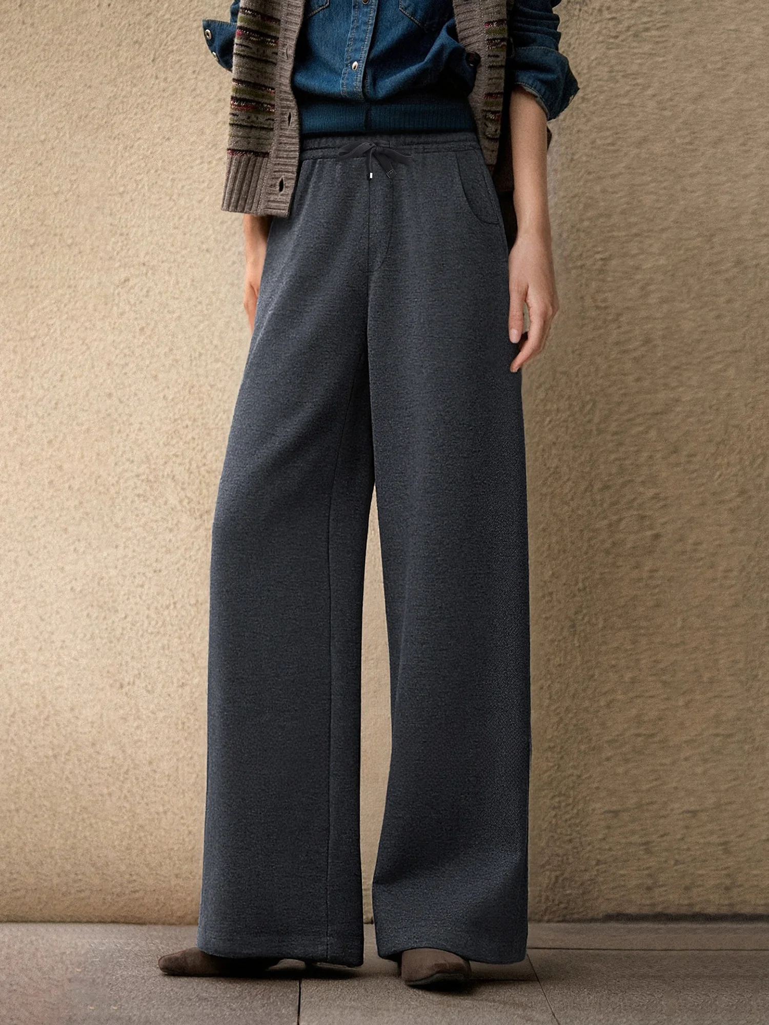 

High Waist Straight Leg Dstring Casual Slimming Pants Women's Faionable Autumn Winter New Arrival Chivirin Casual Trousers