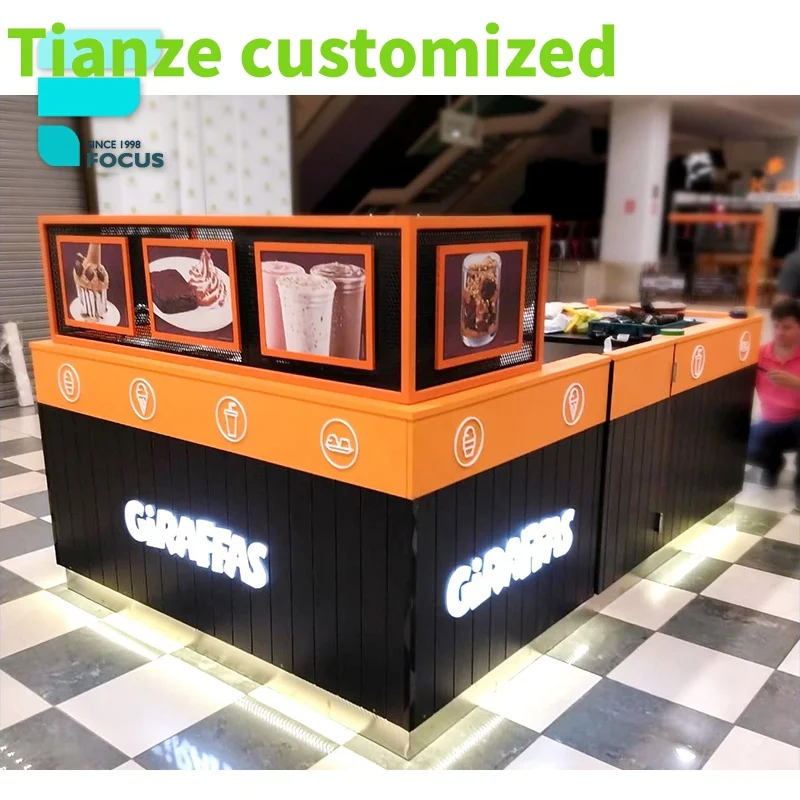 

{customized}New Design Retail Shop Milk Kiosk Sale Food Wood Idea Cake Store Interior Design Bubble Tea Store Counter