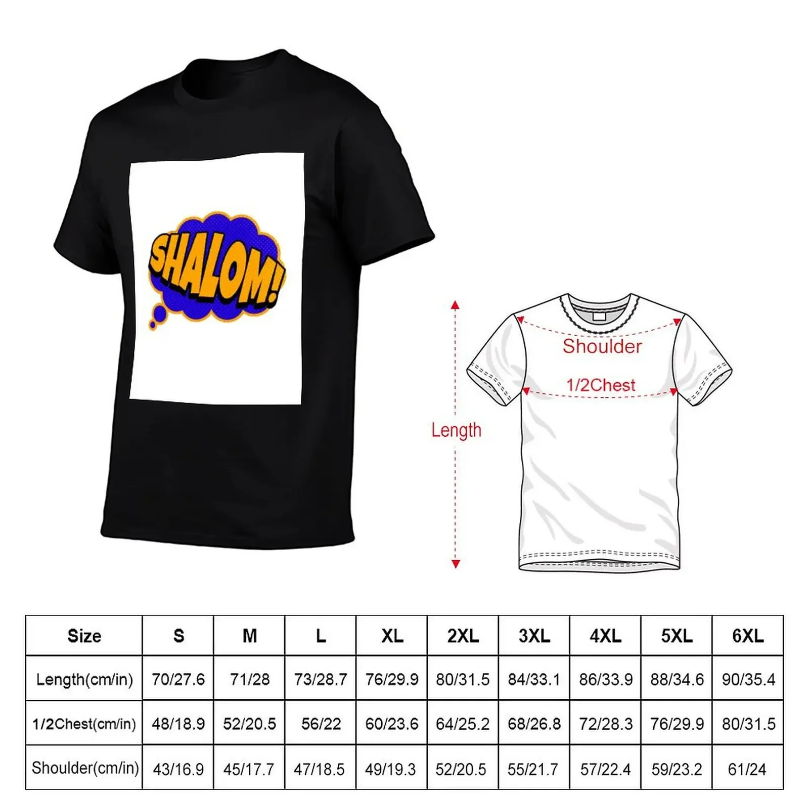 Bright colored Shalom in comic font T-Shirt aesthetic clothes new edition quick-drying luxury clothes men