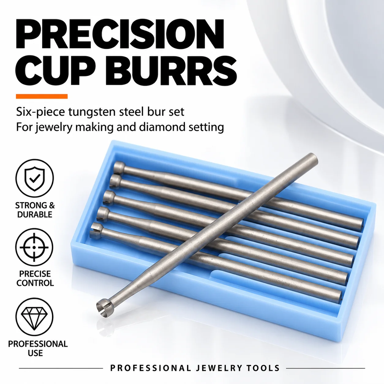 6Pcs Tungsten Steel Alloy Cup Bur Set for Jewelry Making - Durable Diamond Setting Burs 2.35mmShank Rotary Tool Accessories Kit
