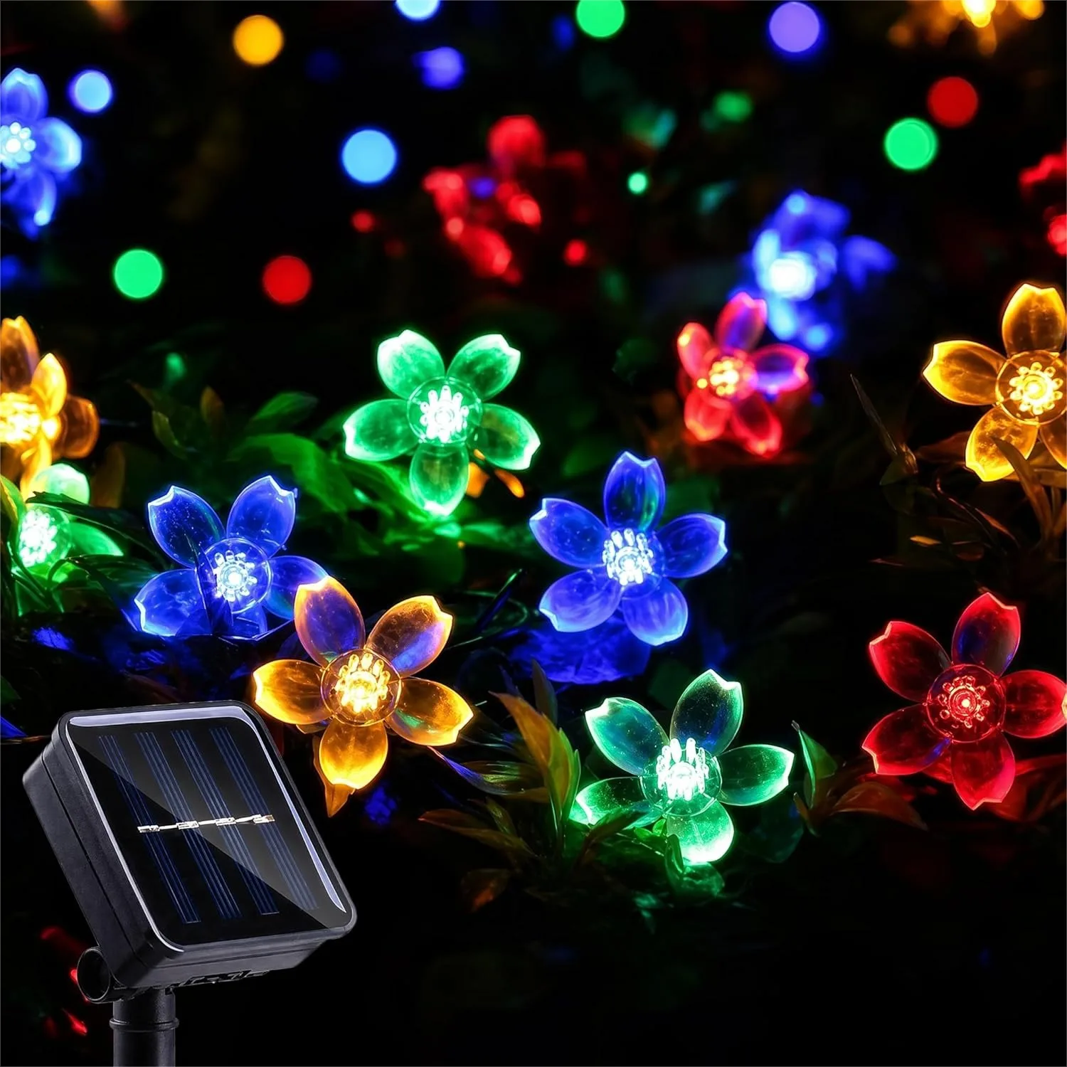 

Solar Flower String Lights 50 LED Waterproof Fairy Lights for Garden Fence Patio Yard Christmas Party Decor Multicolor