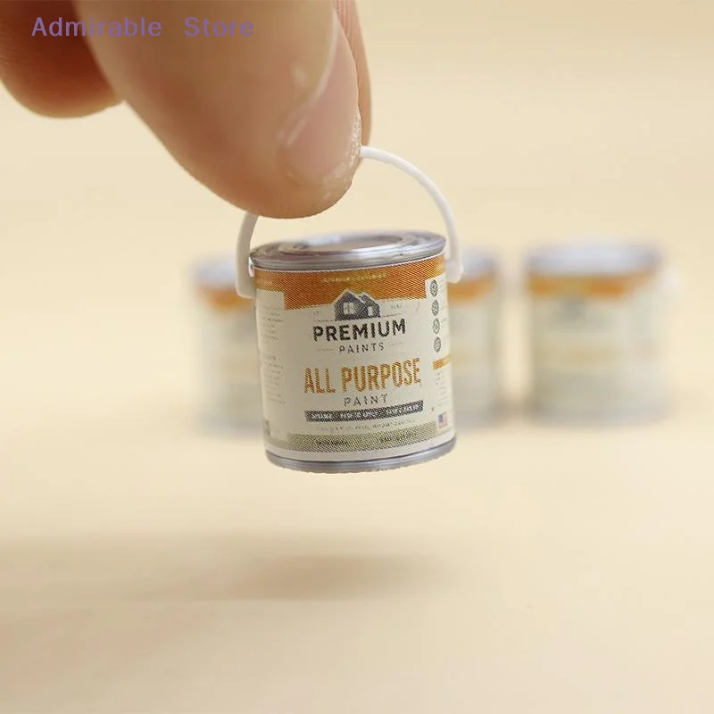 wMini Dollhouse Miniature Paint Bucket Brush 2Pcs Set Durable Tiny Props for DIY Dollhouse Layout Kids Pretend Play Hobby