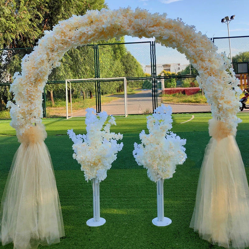 2.5m Metal Wedding Iron Arch Decoration Artificial Cherry Blossom DIY Wedding Arch Background Party Decoration Road Guide Flower