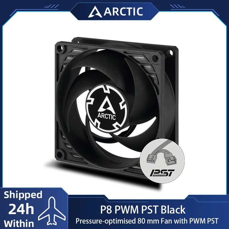 

ARCTIC P8 PWM PST Black 80 mm Case Fan,PWM Sharing Technology (PST),Pressure-Optimised,Quiet Motor,Fan Speed: 200-3000 RPM