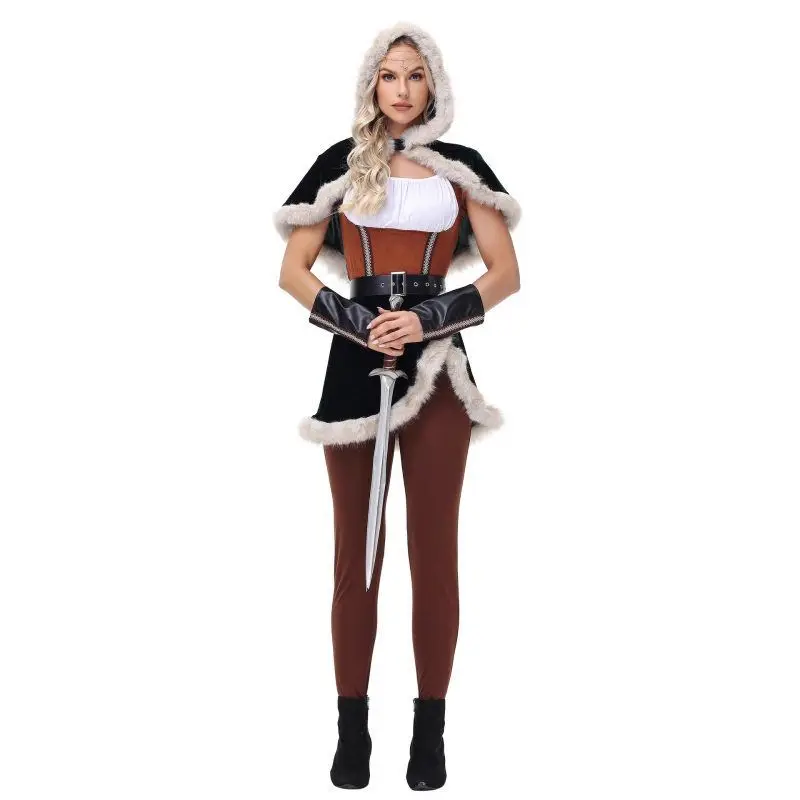 크로스보더 로우인 아이스 앤 스노우 롤 플레잉 여성 야생인 용감한 코스프레 부모-자녀 공연 의상