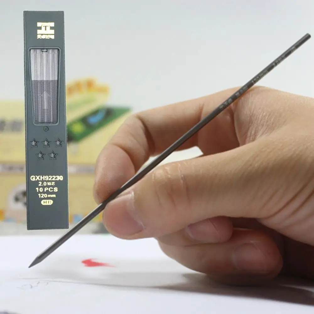

Длинные автоматические письменные принадлежности длиной 120 мм, 10 шт./кор., черные студенческие канцелярские принадлежности HB/2B, механический стержень для карандашей для школьных принадлежностей
