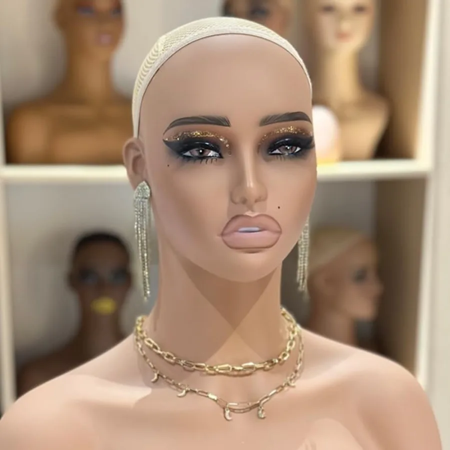 

Mannequin Head with Shoulders for Wig Display: Ideal for European and American Fashion Styling Realistic HumanLike Appearance A