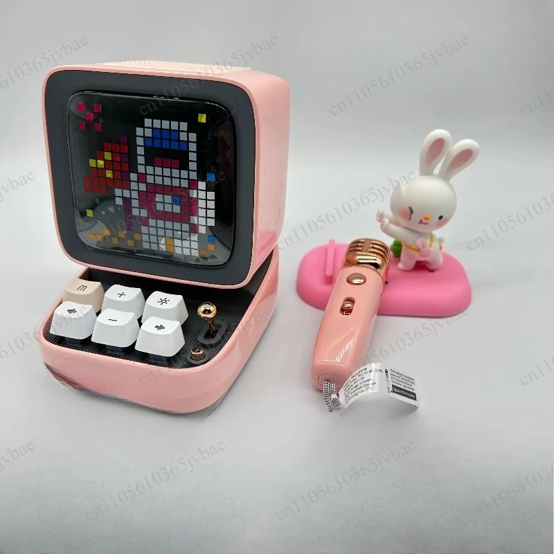 Pixel Screen Desktop Bluetooth Speaker, Built-in Microphone, Computer Karaoke Wireless Audio Device